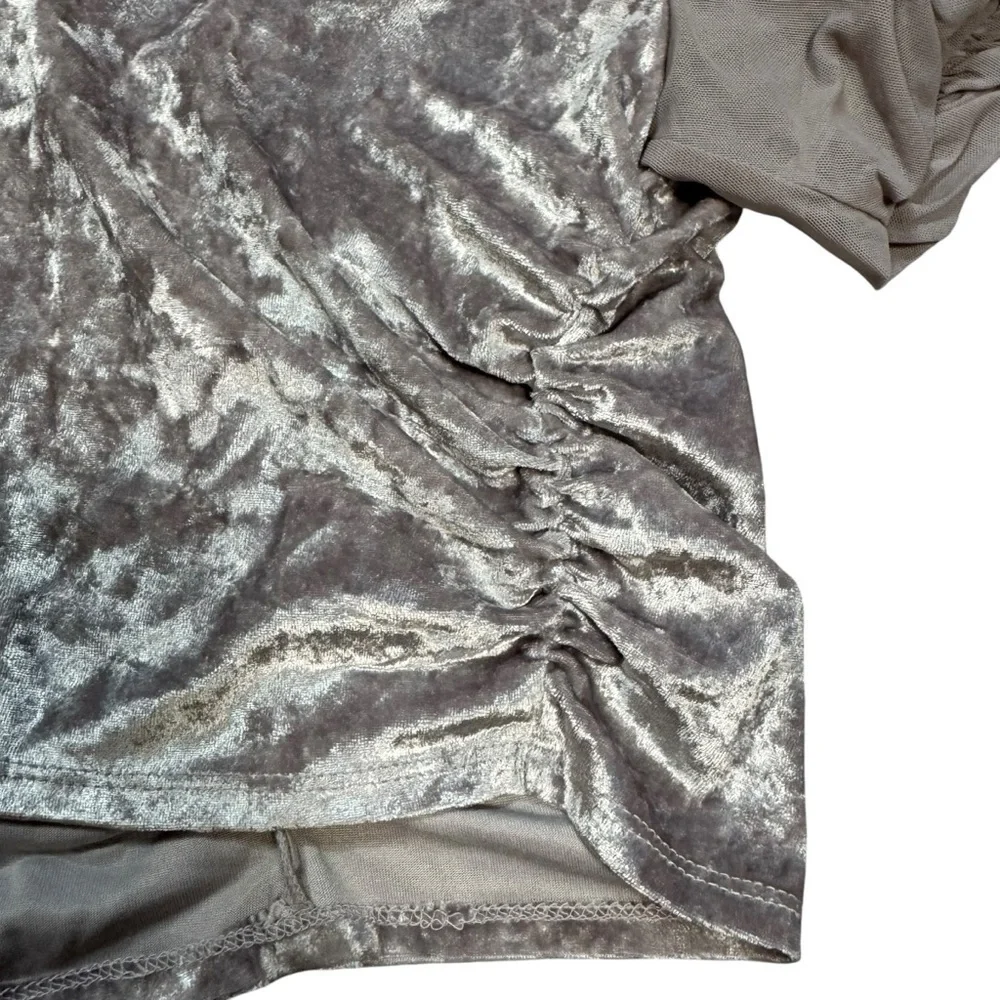 NWT New Free People Midnight Mood Velvet Grey Mauve Crop Top Size L